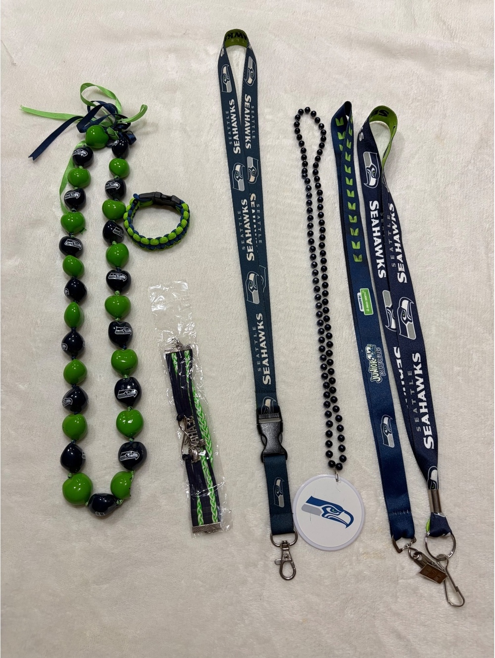 Lot of Seattle Seahawks NFL accessories leis lanyards bracelets